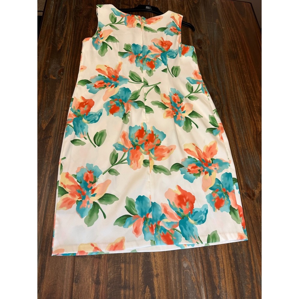 ALYX Floral Dress Sleeveless Woman's Size 14W White Tropical Flowers - Picture 5 of 6